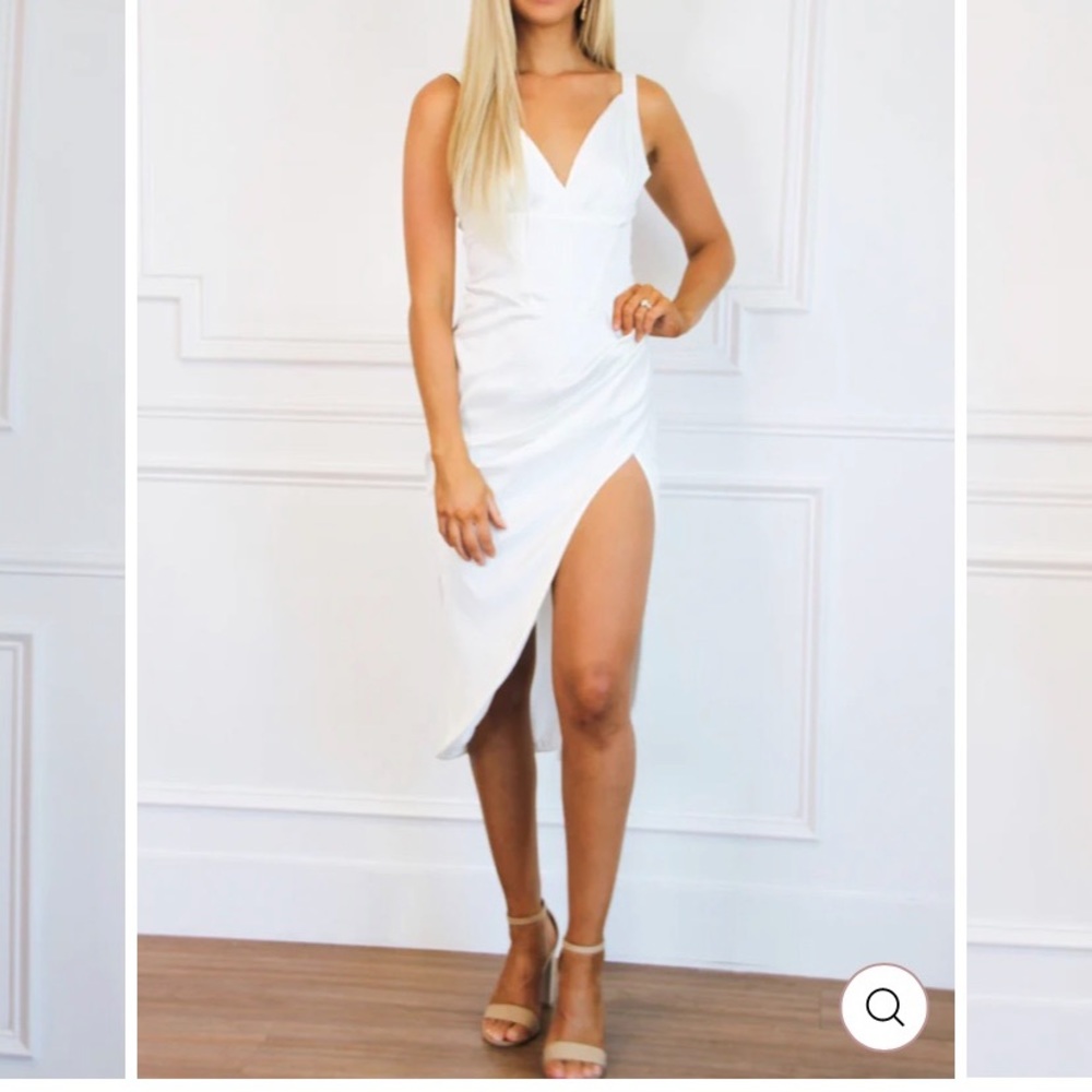 BELLA AND BLOOM - White Satin Midi Dress